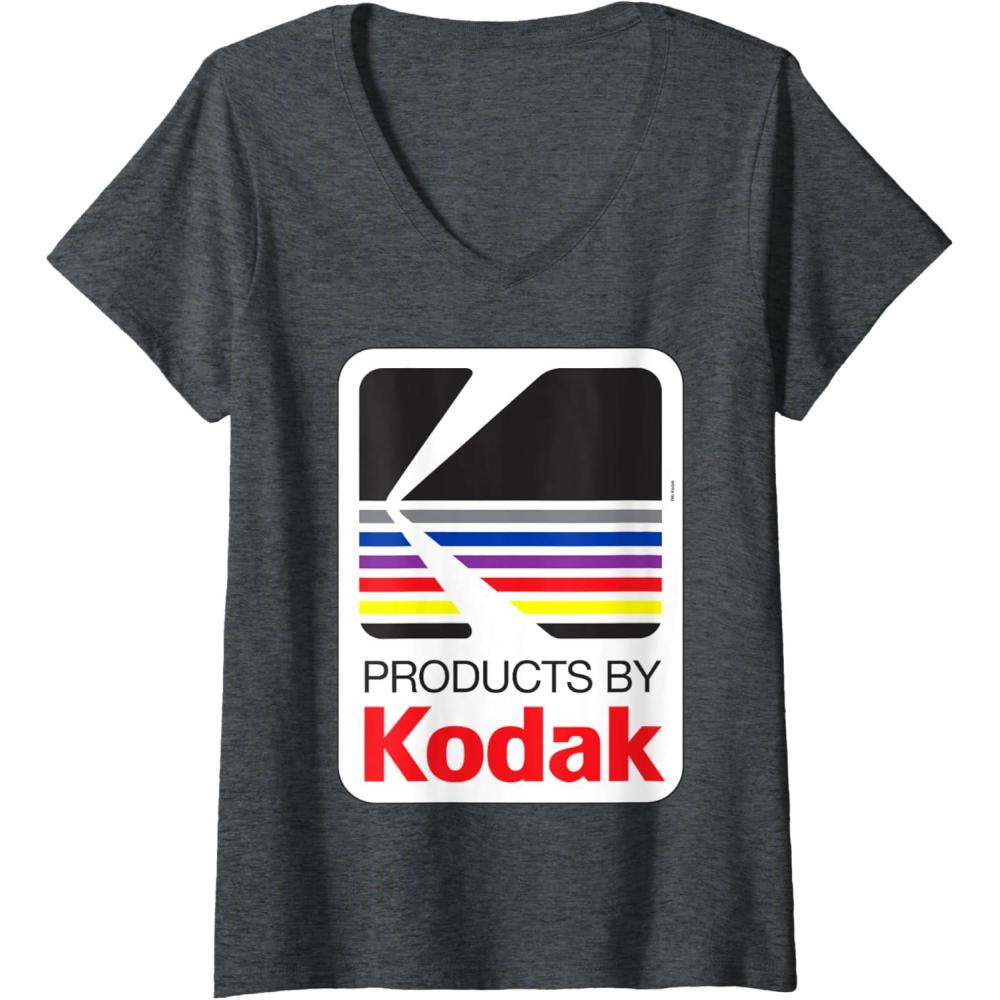 imageWomens Products By Kodak Vintage Logo VNeck TShirtDark Heather Grey