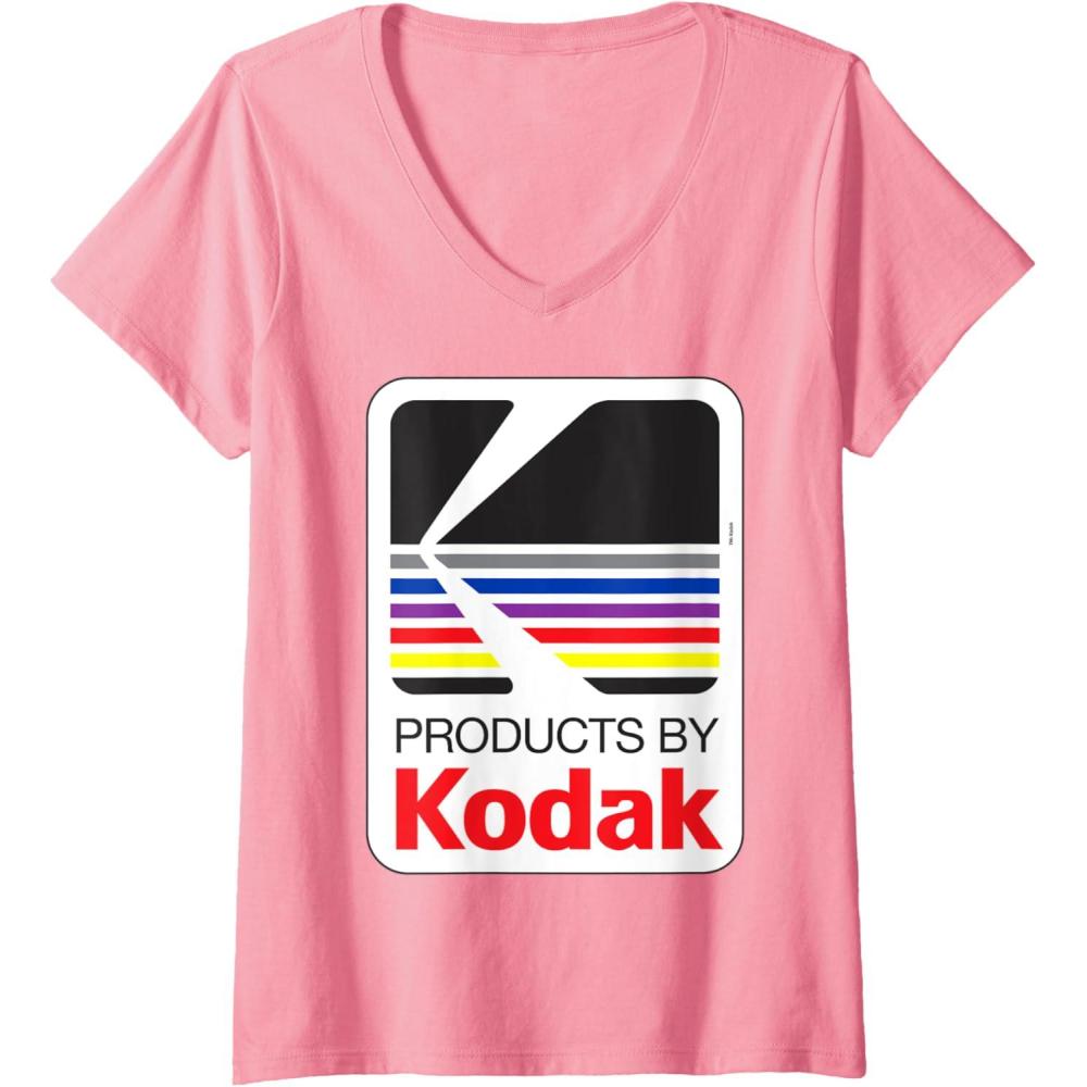 imageWomens Products By Kodak Vintage Logo VNeck TShirtPink