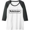 imageKodachrome Logo Design  Black Raglan Baseball TeeDark Heather GreyWhite