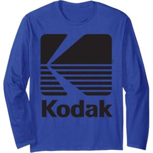 image80s Vintage Kodak Logo  Black Long Sleeve TShirtRoyal Blue