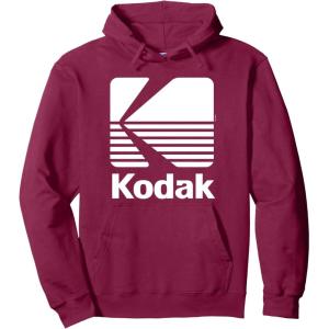 image80s Vintage Kodak Logo  White Pullover HoodieBurgundy