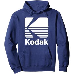 image80s Vintage Kodak Logo  White Pullover HoodieNavy Blue