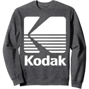 image80s Vintage Kodak Logo  White SweatshirtDark Heather Grey