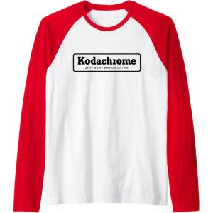 imageKodachrome Logo Design  Black Raglan Baseball TeeRedWhite