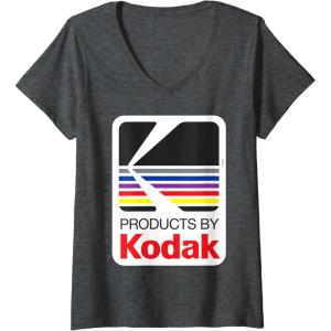 imageWomens Products By Kodak Vintage Logo VNeck TShirtDark Heather Grey