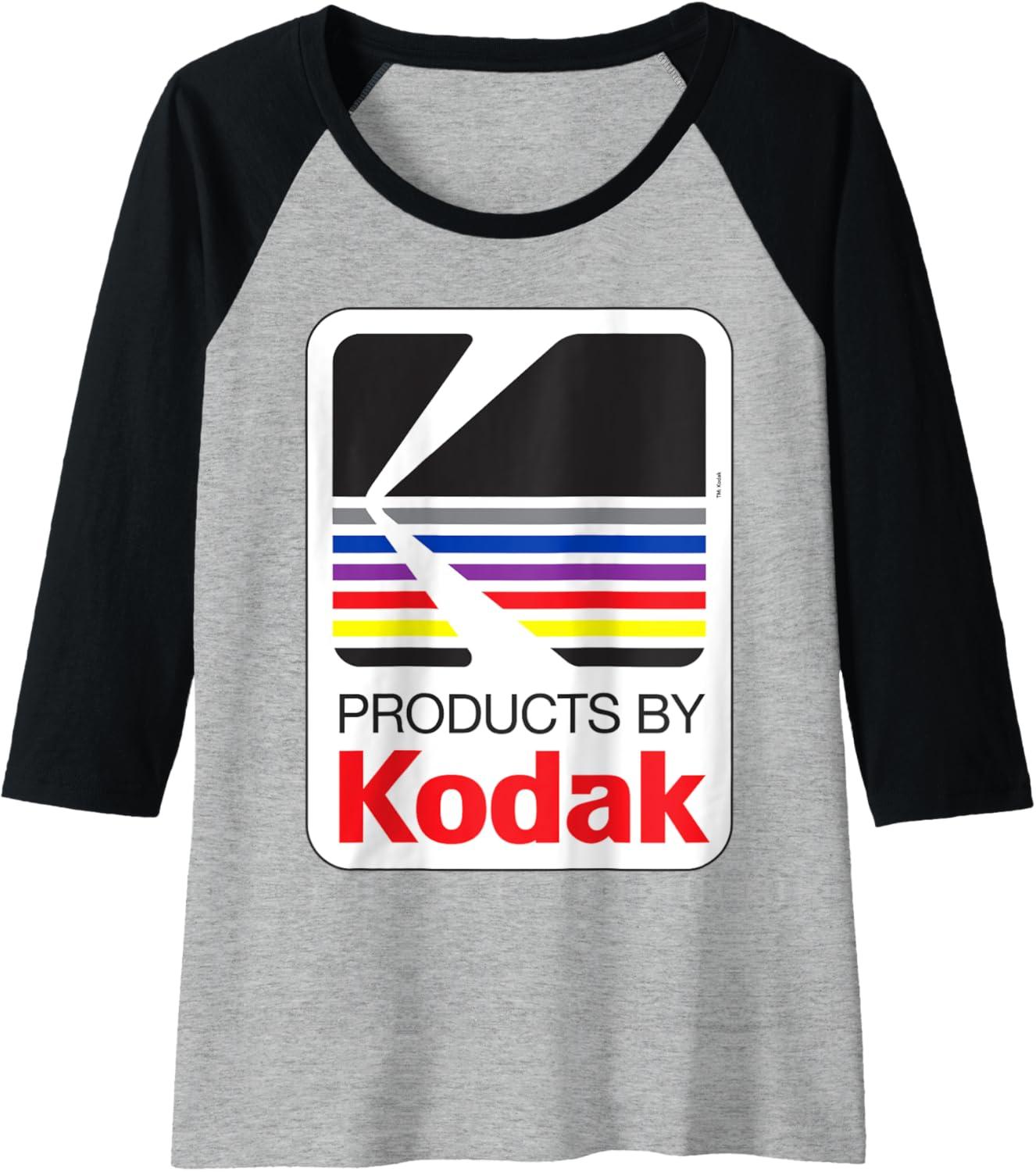 imageProducts By Kodak Vintage Logo Raglan Baseball TeeBlackAthletic Heather