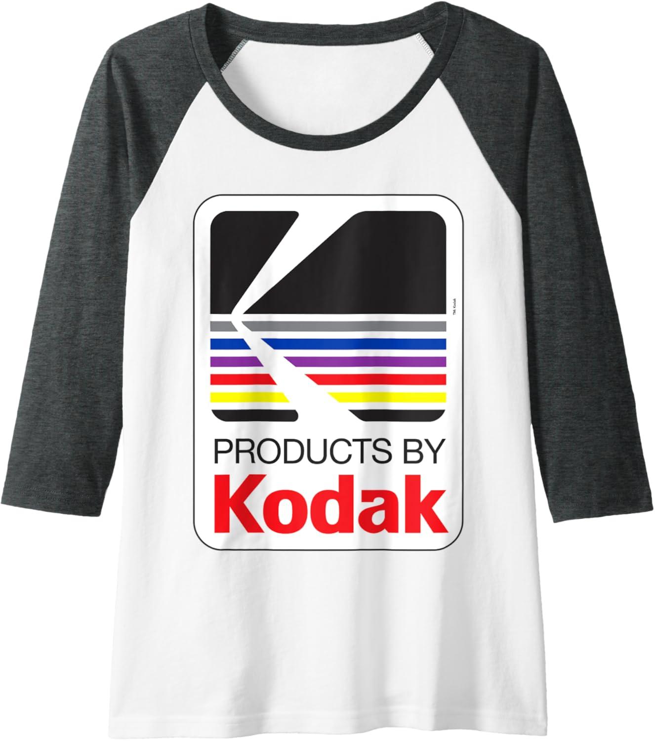 imageProducts By Kodak Vintage Logo Raglan Baseball TeeDark Heather GreyWhite