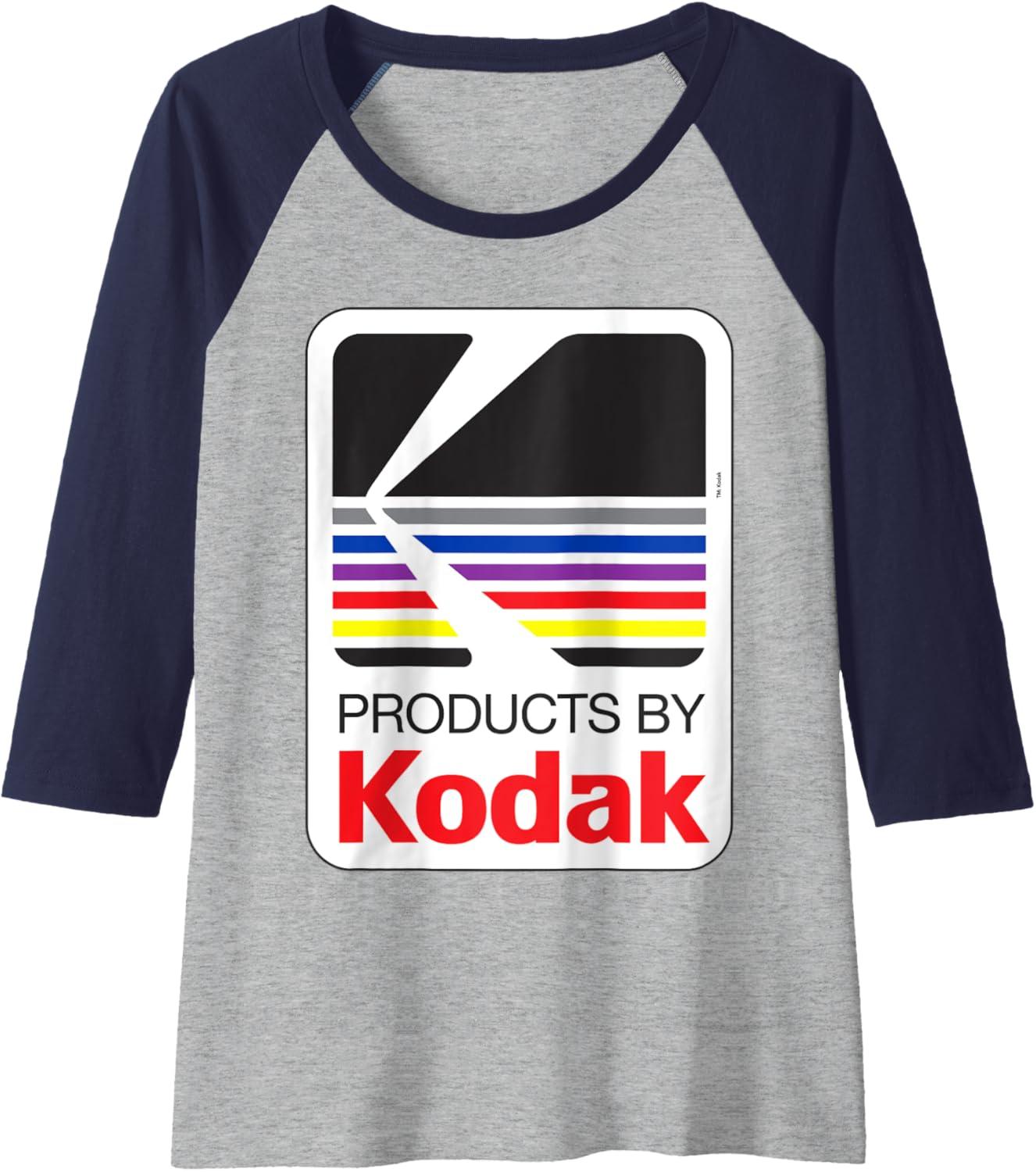 imageProducts By Kodak Vintage Logo Raglan Baseball TeeNavy BlueAthletic Heather