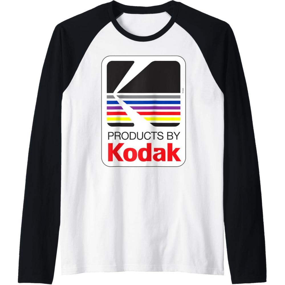 imageProducts By Kodak Vintage Logo Raglan Baseball TeeBlackWhite