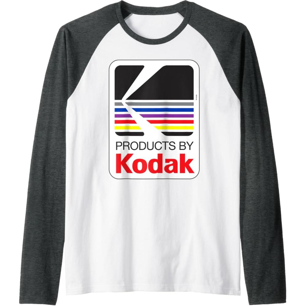 imageProducts By Kodak Vintage Logo Raglan Baseball TeeDark Heather GreyWhite