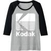 image80s Vintage Kodak Logo  White Raglan Baseball TeeBlackAthletic Heather