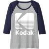 image80s Vintage Kodak Logo  White Raglan Baseball TeeNavy BlueAthletic Heather