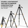 imageKODAK PhotoGear 2in1 Tripod ampamp Monopod  Lightweight 70quot 4Section FlipLock Aluminum  Converts to 645quot Monopod  QuickRelease Plates 3Way Swivel Head Bubble Level  BONUS EGuide ampamp CaseTripod