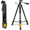 imageKODAK PhotoGear 62quot Lightweight Tripod  Compact 3Section FlipLock Aluminum Tripod Adjusts 2262 QuickRelease Plate Smartphone Adapter ampamp 14 to 38 Screw Bubble Level Carry Case EGuide62 With Remote
