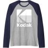 image80s Vintage Kodak Logo  White Raglan Baseball TeeNavy BlueAthletic Heather