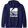 image80s Vintage Kodak Logo  White Zip HoodieNavy Blue