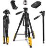 imageKODAK PhotoGear 2in1 Tripod ampamp Monopod  Lightweight 70quot 4Section FlipLock Aluminum  Converts to 645quot Monopod  QuickRelease Plates 3Way Swivel Head Bubble Level  BONUS EGuide ampamp CaseTripod