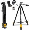 imageKODAK PhotoGear 62quot Lightweight Tripod  Compact 3Section FlipLock Aluminum Tripod Adjusts 2262 QuickRelease Plate Smartphone Adapter ampamp 14 to 38 Screw Bubble Level Carry Case EGuide62 With Remote