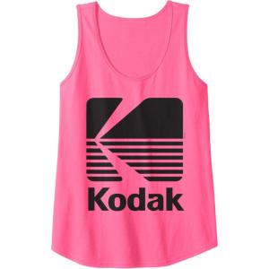 image80s Vintage Kodak Logo  Black Tank TopNeon Pink