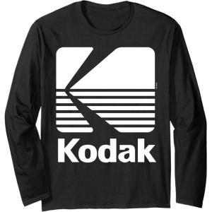 image80s Vintage Kodak Logo  White Long Sleeve TShirtBlack
