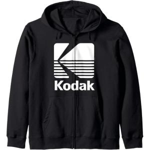 image80s Vintage Kodak Logo  White Zip HoodieBlack