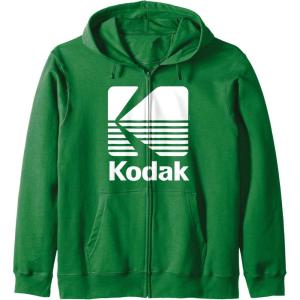 image80s Vintage Kodak Logo  White Zip HoodieDark Green