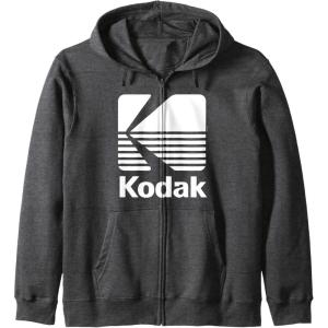 image80s Vintage Kodak Logo  White Zip HoodieDark Heather Grey