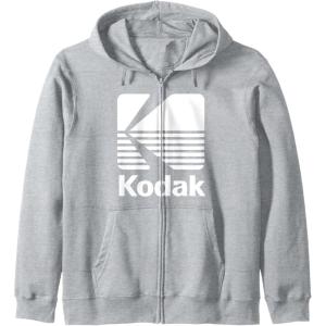 image80s Vintage Kodak Logo  White Zip HoodieHeather Grey