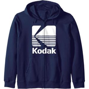 image80s Vintage Kodak Logo  White Zip HoodieNavy Blue