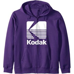 image80s Vintage Kodak Logo  White Zip HoodiePurple