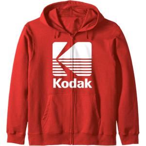 image80s Vintage Kodak Logo  White Zip HoodieRed