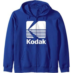 image80s Vintage Kodak Logo  White Zip HoodieRoyal Blue