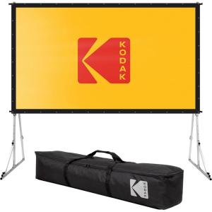 imageKODAK 150 Portable Projector Screen WStand  Fast Fold White Projection Backdrop for Outdoor ampamp Indoor Movies with Tripod Outdoor Stability Kit ampamp Black Storage Carry Case150 