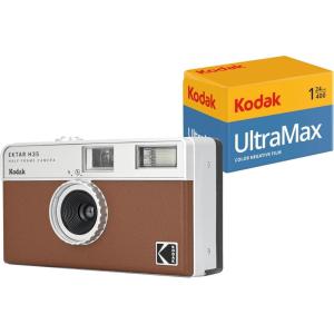 imageKODAK EKTAR H35 Half Frame Film Camera 35mm Reusable FocusFree Lightweight EasytoUse Black Film ampamp AAA Battery are not IncludedBrown