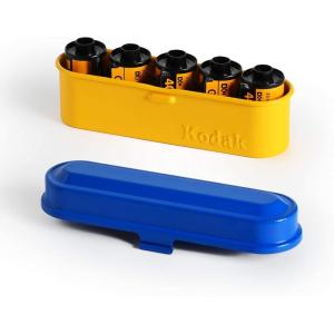 imageKODAK Film Case  for 5 Rolls of 35mm Films  Compact Retro Steel Case to Sort and Safeguard Film Rolls Film is not Included SilverBlue