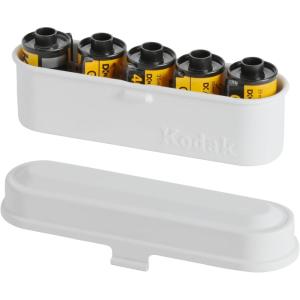 imageKODAK Film Case  for 5 Rolls of 35mm Films  Compact Retro Steel Case to Sort and Safeguard Film Rolls Film is not Included SilverWhite
