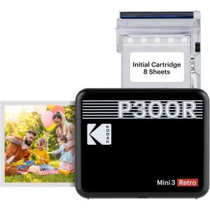imageKODAK Mini 3 Retro 4PASS Portable Photo Printer 3x3 inches  8 Sheets BlackBlack