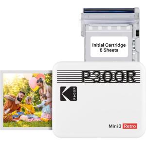 imageKODAK Mini 3 Retro 4PASS Portable Photo Printer 3x3 inches  8 Sheets BlackWhite