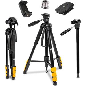 imageKODAK PhotoGear 2in1 Tripod ampamp Monopod  Lightweight 70quot 4Section FlipLock Aluminum  Converts to 645quot Monopod  QuickRelease Plates 3Way Swivel Head Bubble Level  BONUS EGuide ampamp CaseTripod