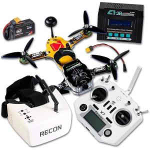 imageKODAK RIOT 250R Sport FPV RTF Drone Kit Carbon Fiber Frame Addressable RGB LEDs Fat Shark Recon V2 DVR Goggles FrSky Taranis Q X7 Transmitter RXSR Receiver EVPeak C1XR Charger Batteries Included