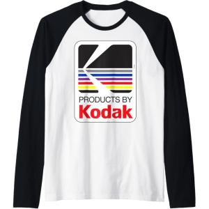 imageProducts By Kodak Vintage Logo Raglan Baseball TeeBlackWhite