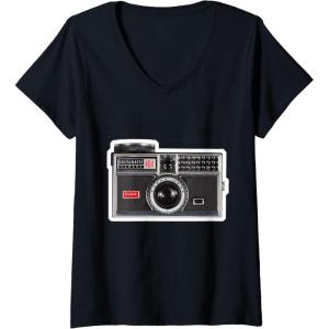 imageWomens KODAK INSTAMATIC Camera Design VNeck TShirtBlack