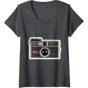 imageWomens KODAK INSTAMATIC Camera Design VNeck TShirtDark Heather Grey