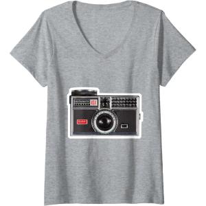 imageWomens KODAK INSTAMATIC Camera Design VNeck TShirtHeather Grey