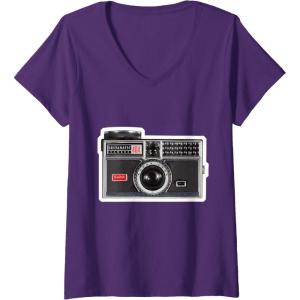 imageWomens KODAK INSTAMATIC Camera Design VNeck TShirtPurple