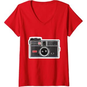 imageWomens KODAK INSTAMATIC Camera Design VNeck TShirtRed