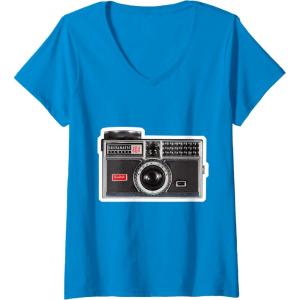 imageWomens KODAK INSTAMATIC Camera Design VNeck TShirtSapphire Blue