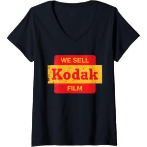imageWomens Vintage We Sell Kodak Film Retail sign design VNeck TShirtBlack