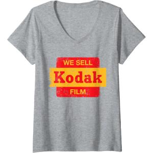 imageWomens Vintage We Sell Kodak Film Retail sign design VNeck TShirtHeather Grey