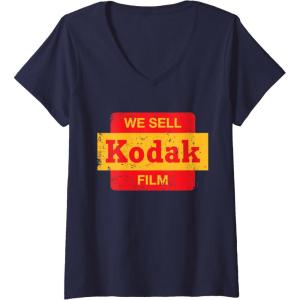 imageWomens Vintage We Sell Kodak Film Retail sign design VNeck TShirtNavy Blue